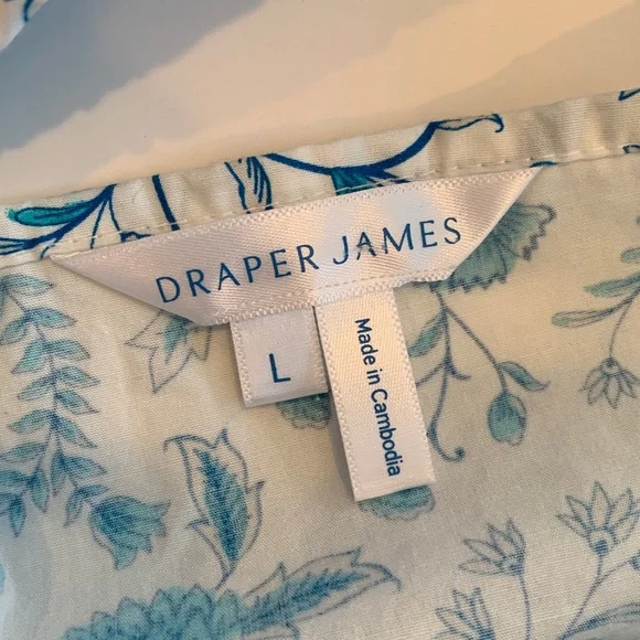 Draper James Women’s Large White Blue Floral Ruffle Sleeveless Dress Sundress - Picture 7 of 8